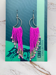 Crescent moon Hot Pink fringe