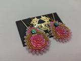 Pink rose and abalone shell dangles